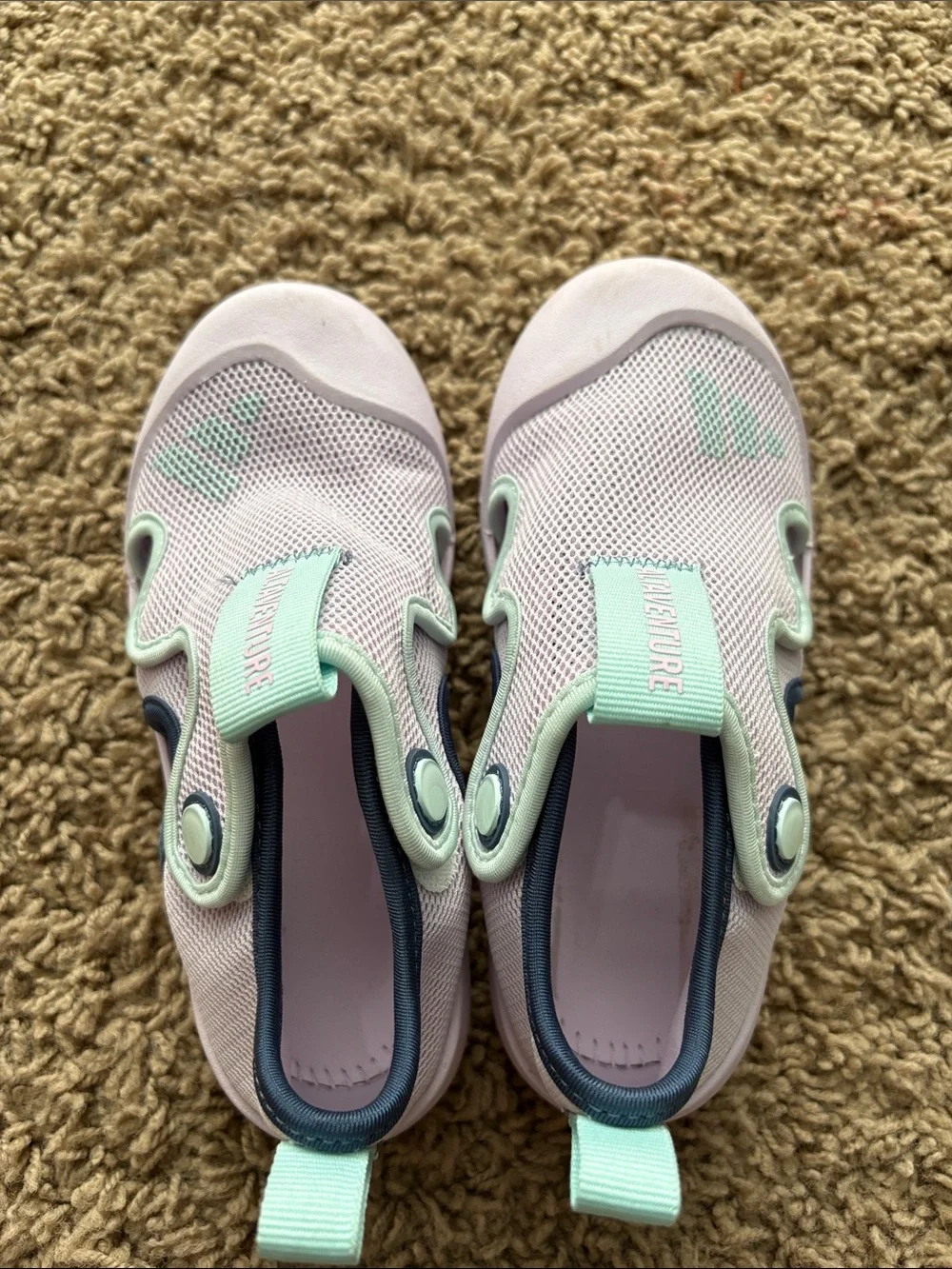 adidas Kids Slip-On Water Shoes in Mint and White